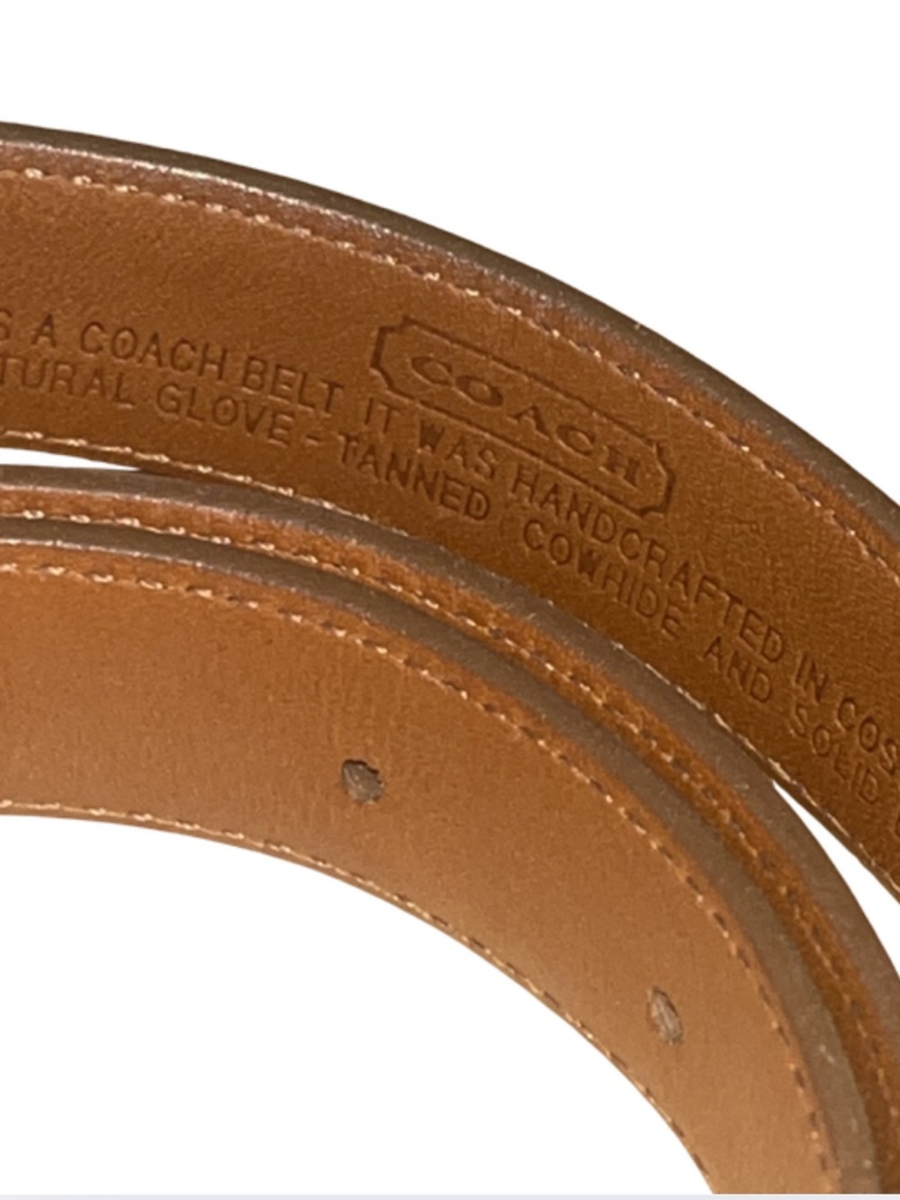 Vtg. Coach British Tan Leather Men's Belt #8400 Brass Buckle, Costa Rica Leather - Picture 2 of 6